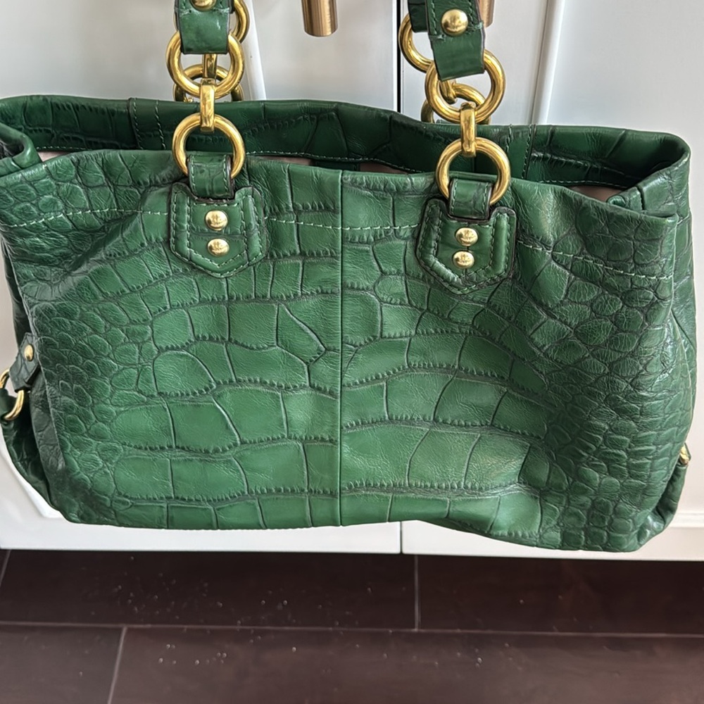 BEAUTIFUL DARK GREEN COACH HANDBAG - Picture 3 of 6